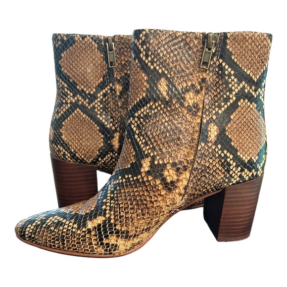 MADEWELL Fiona Boot in Snake Embossed Brown Leather Size 6 COLOR: WOOD ASH MULTI - Picture 7 of 9
